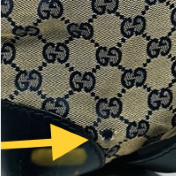 Gucci Vintage Blue & Gold Canvas & Leather Satchel . NO CROSSBODY STRAP. - Picture 12 of 13